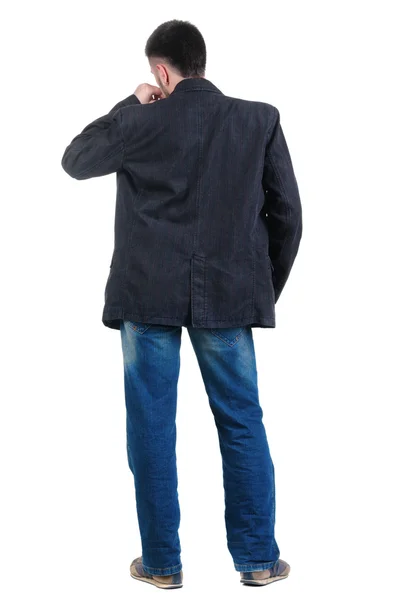 Angry Young Man Rear View Isolated White — Stock Photo, Image