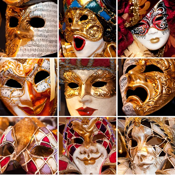 Typické barevnými maska od karneval v Benátkách — Stock fotografie