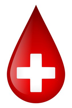 White cross on blood drop clipart