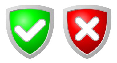 Accept and Deny security shields clipart