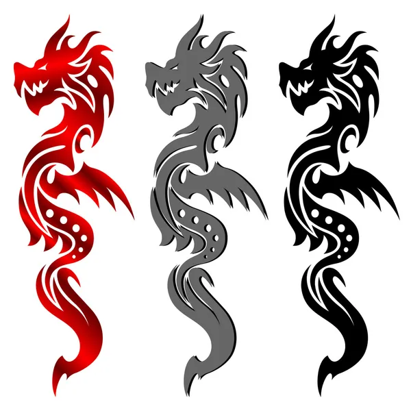 Tatuaggio Tribale Dragon Vector — Vettoriale Stock