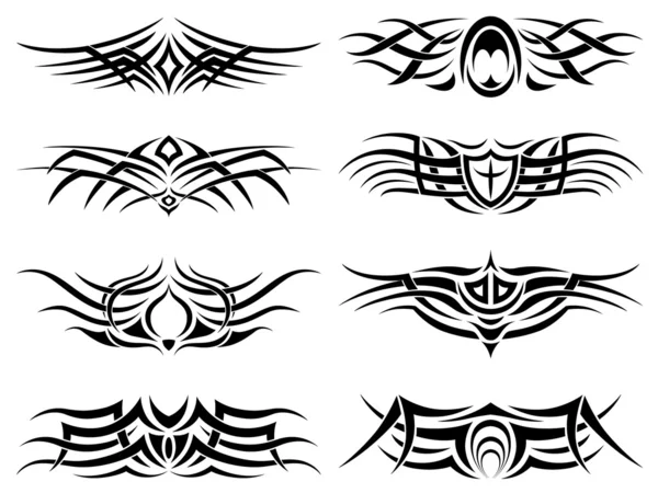 Set Tribal Tattoo Including — Stock Vector