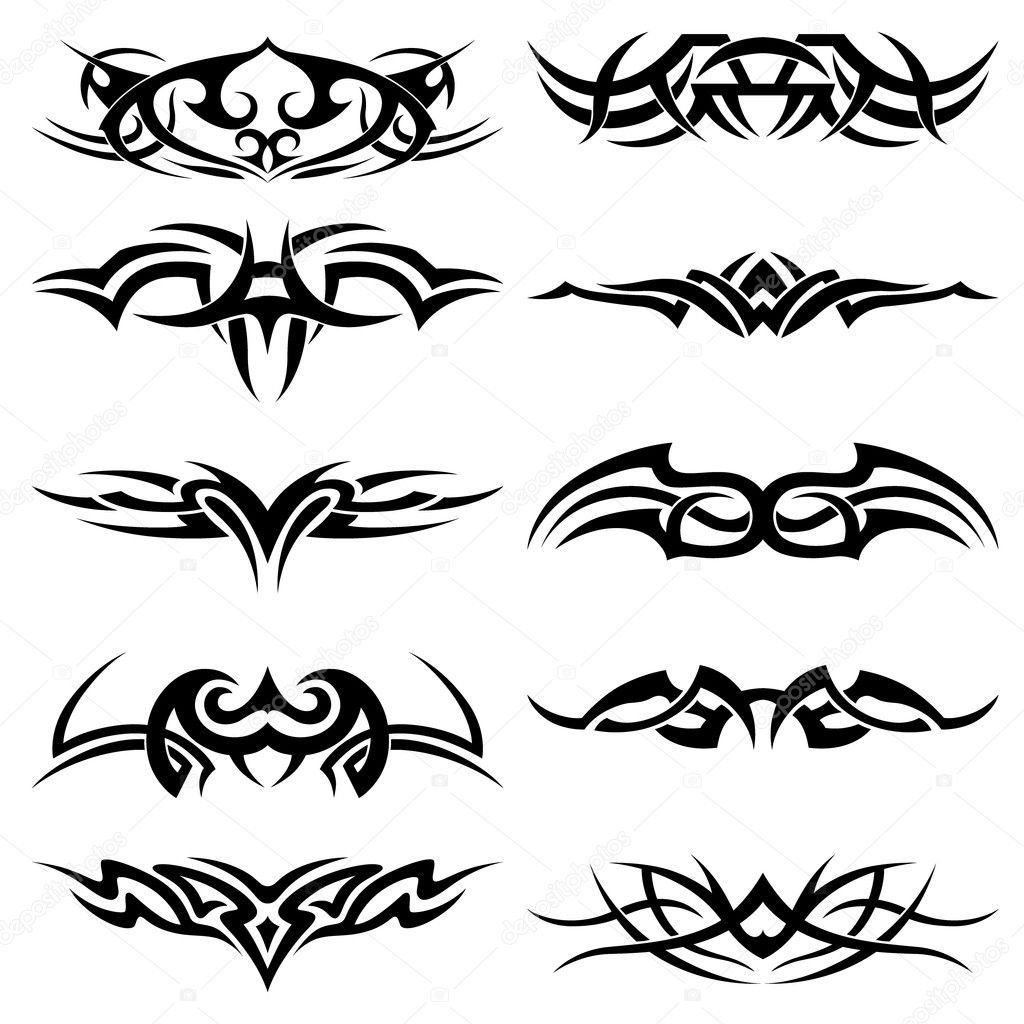Set of tribal tattoo including