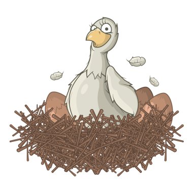 Bird in nest clipart