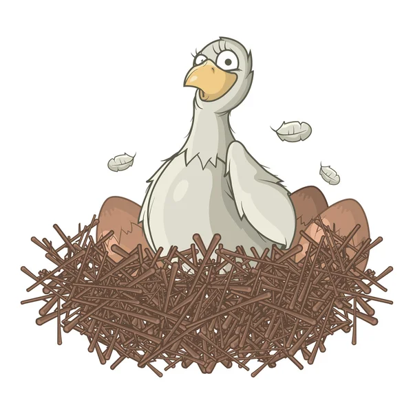 Vogel im Nest — Stockvektor