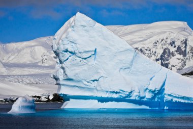 Huge iceberg in Antarctica, clear sky, azure water, sunny day clipart