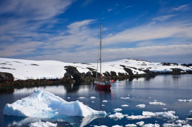 Yacht in Antarctica clipart