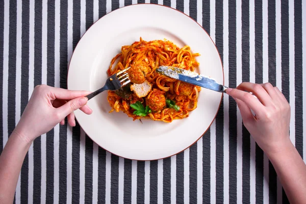 Spagetti húsgolyóval — Stock Fotó