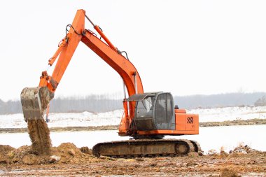 Backhoe loader loading dumper clipart