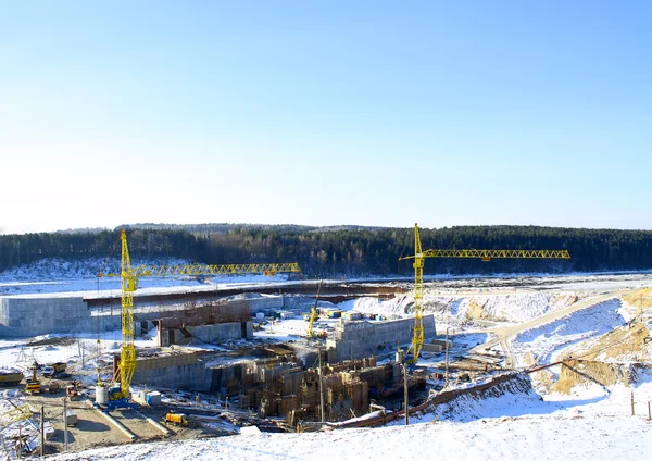 Bau eines Wasserkraftwerks — Stockfoto