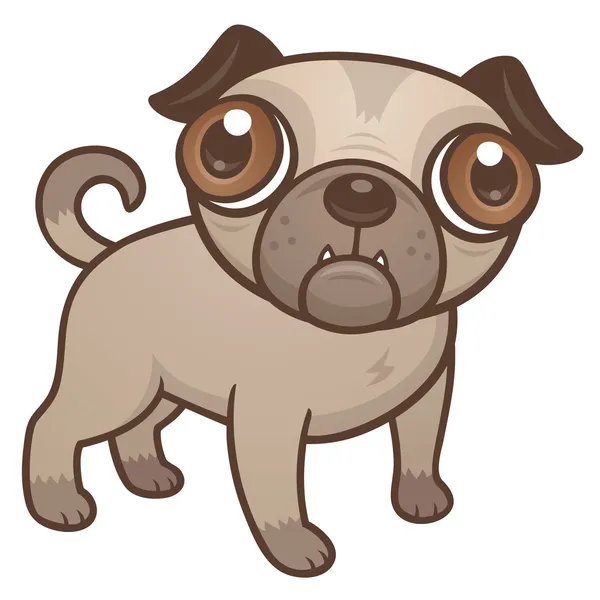 Cachorro de pug dibujos animados — Vector de stock