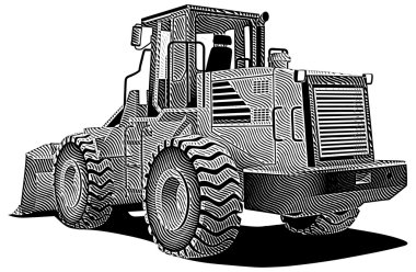 Bulldozer_engraving clipart