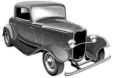 Vintage muscle car_engraing clipart