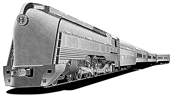 Amarillo antiguo train _ engraving — Vector de stock