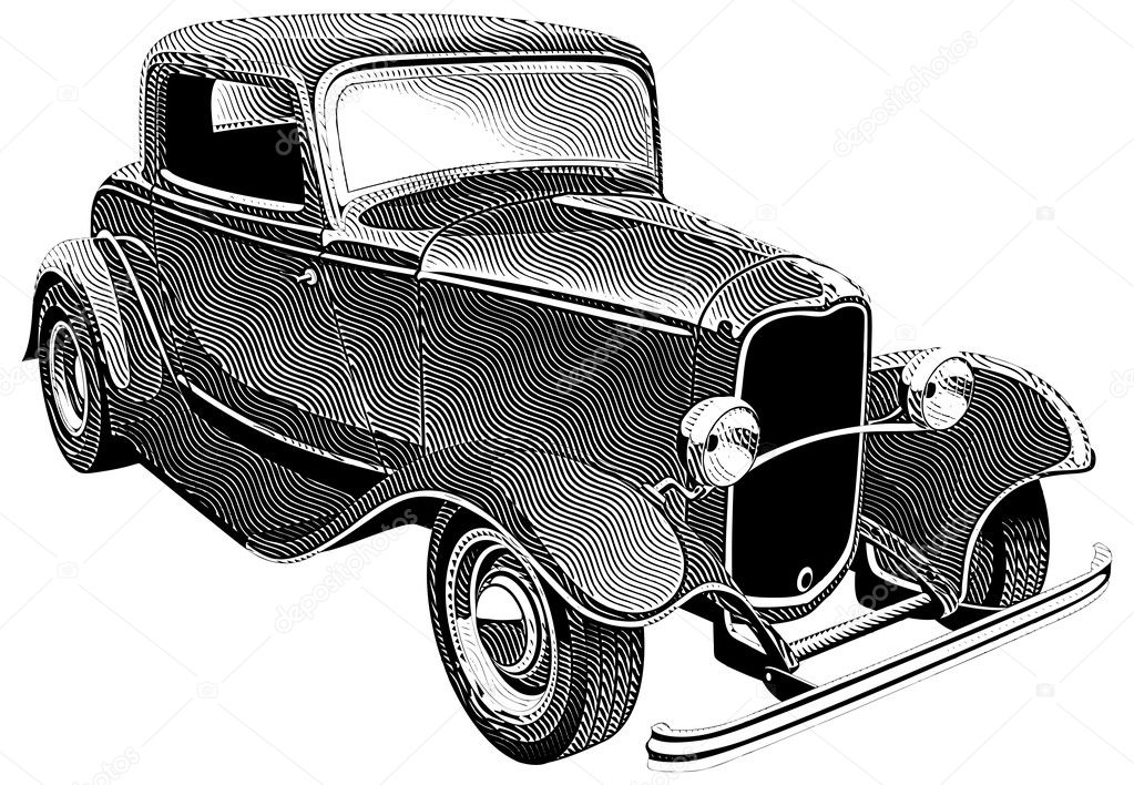 Vintage muscle car_engraing
