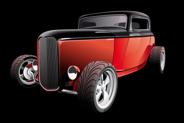 Red hot rod on black clipart