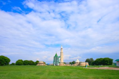 Cathedral mosque, the big minaret and Assumption church in Bolgar. clipart