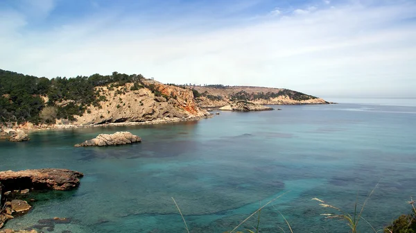 Погляди з Ibiza, Середземноморський острів в Іспанії — стокове фото