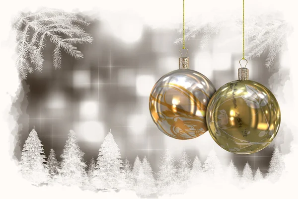 Ilustración de tarjetas de Navidad mostrando bolas de Navidad — Foto de Stock