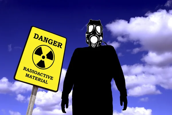 Anti radyasyon maskesi olan bir adam çizimi — Stok fotoğraf