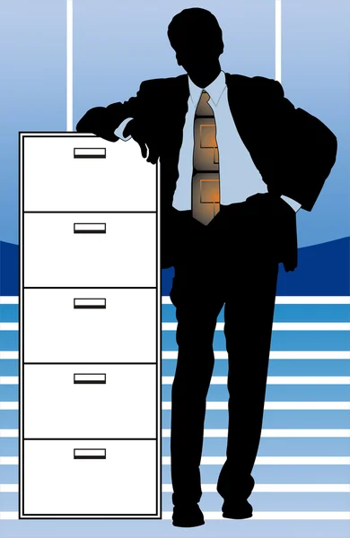 Ilustração conceitual de um homem de negócios em sua obra — Fotografia de Stock
