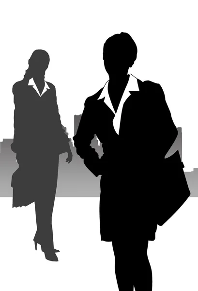 Ilustração com mulheres de negócios na cidade grande — Fotografia de Stock