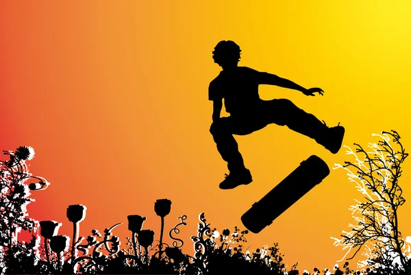 Illustration of teenager with skateboard — Stock Photo, Image