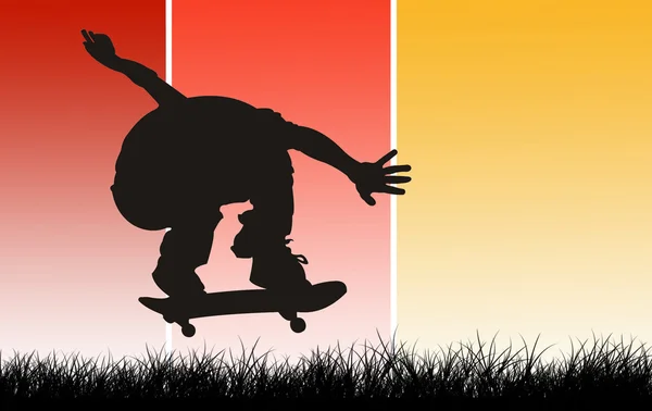 Illustration de l'adolescent avec skateboard — Photo