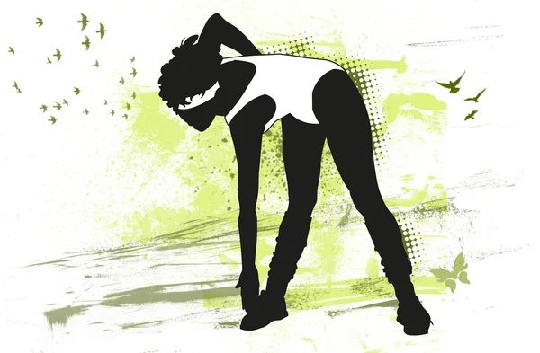 Illustration of a young girl doing gymnastics — Stock Photo, Image