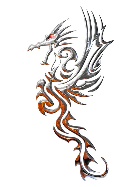 Illustration of a chrome dragon — Stock Photo, Image