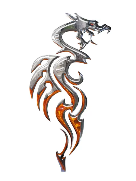 Ilustração de um dragão cromado — Fotografia de Stock