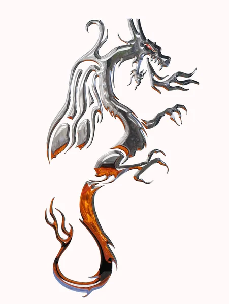 Illustration of a chrome dragon — Stock Photo, Image