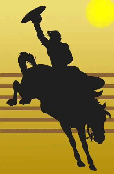 牛仔骑他的马的插图 — 图库照片