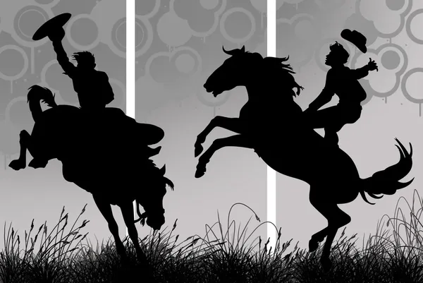 Ilustração de um cowboy montando seu cavalo — Fotografia de Stock