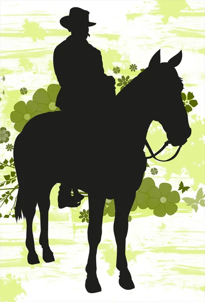 Ilustración de un vaquero montando su caballo —  Fotos de Stock
