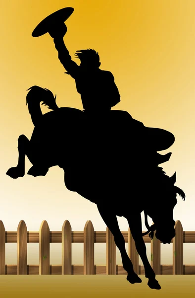 Illustratie van een cowboy zijn paard rijden — Stockfoto