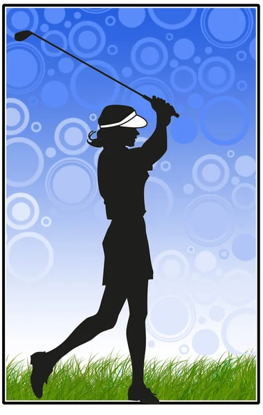 stock image Silhouette of a golfer in full use