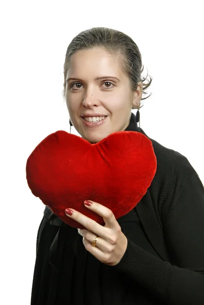 Bonita Joven Sosteniendo Corazón San Valentín — Foto de Stock