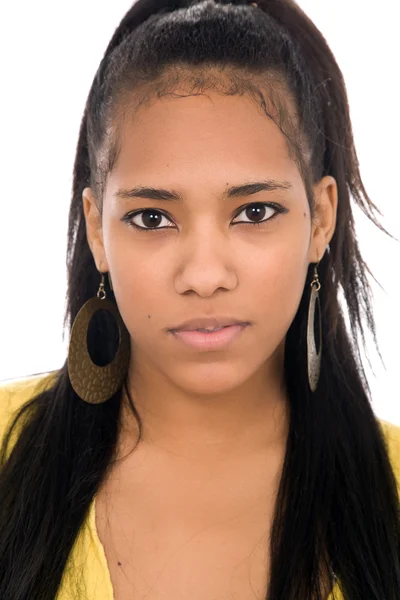 Unga Vackra Kvinnan Närbild Porträtt Isolerad Vit — Stockfoto