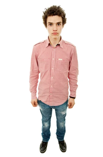 Casual Young Man Full Body Isolated White — Stock Photo, Image