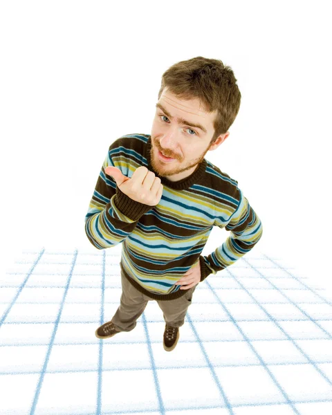 Young Casual Man Full Body Going Thumb — Stock Photo, Image