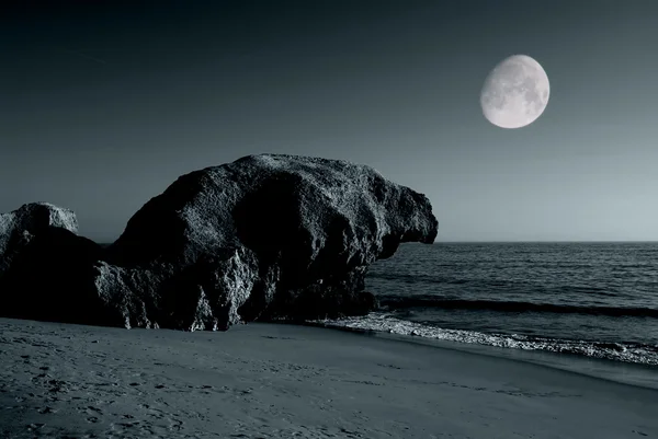 Toned Beach Full Moon Portugal — Stock Photo, Image