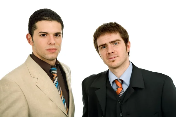 Två Unga Företag Män Porträtt Vit — Stockfoto