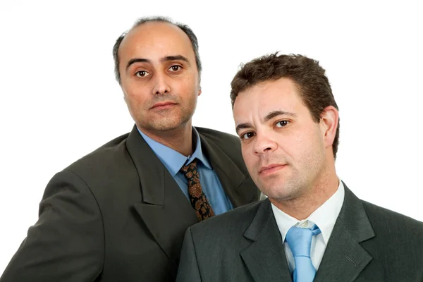 Dois Homens Negócios Retrato Isolado Fundo Branco — Fotografia de Stock