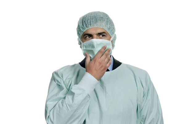 若い男性医師は 白い背景で隔離 — ストック写真