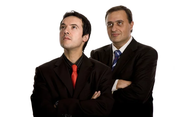 Dois Jovens Homens Negócios Retrato Branco — Fotografia de Stock