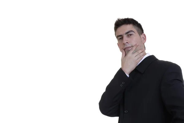 Young Businessman Thinking White Background — Stock Photo, Image