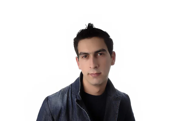 Junge Kaukasische Mann Porträt Einem Weißen Hintergrund — Stockfoto