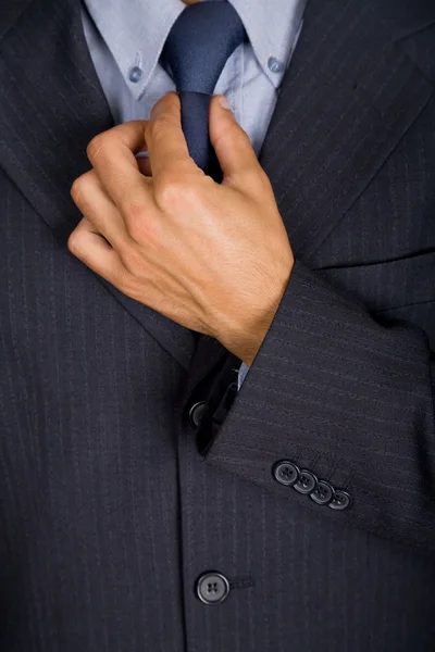 Detalj Kostym Man Med Blå Slips — Stockfoto