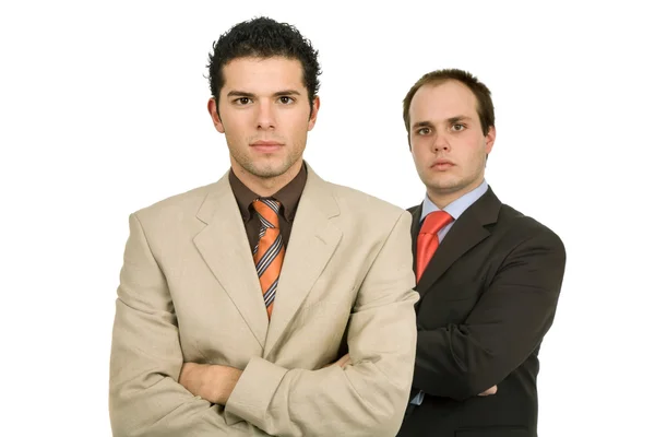 Två Unga Företag Män Porträtt Vit — Stockfoto